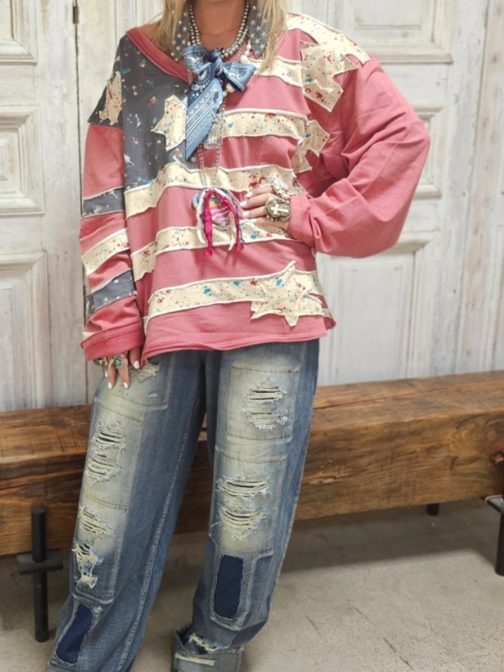 NEW A Rare Bird Grunge Jeans Straight Leg Distressed Jeans in Faded Blue